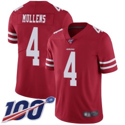 Limited Youth Nick Mullens Red Home Jersey - #4 Football San Francisco 49ers 100th Season Vapor Untouchable