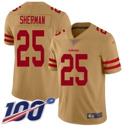 Limited Youth Richard Sherman Gold Jersey - #25 Football San Francisco 49ers 100th Season Inverted Legend