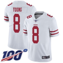 Limited Youth Steve Young White Road Jersey - #8 Football San Francisco 49ers 100th Season Vapor Untouchable
