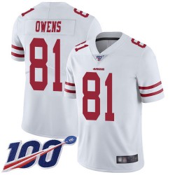 Limited Youth Terrell Owens White Road Jersey - #81 Football San Francisco 49ers 100th Season Vapor Untouchable