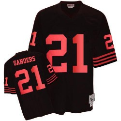 Authentic Men's Deion Sanders Black Jersey - #21 Football San Francisco 49ers Throwback