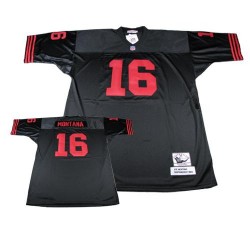 Authentic Men's Joe Montana Black Jersey - #16 Football San Francisco 49ers Throwback