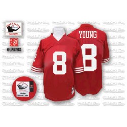 Authentic Men's Steve Young Red Home Jersey - #8 Football San Francisco 49ers Throwback