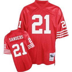 Authentic Men's Deion Sanders Red Home Jersey - #21 Football San Francisco 49ers Throwback