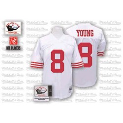 Authentic Men's Steve Young White Road Jersey - #8 Football San Francisco 49ers Throwback