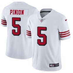 Elite Men's Bradley Pinion White Jersey - #5 Football San Francisco 49ers Rush Vapor Untouchable