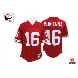 Authentic Men's Joe Montana Red Home Jersey - #16 Football San Francisco 49ers Throwback