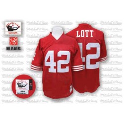 Authentic Men's Ronnie Lott Red Home Jersey - #42 Football San Francisco 49ers Throwback