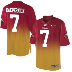 Elite Men's Colin Kaepernick Red/Gold Jersey - #7 Football San Francisco 49ers Fadeaway