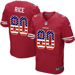Elite Men's Jerry Rice Red Home Jersey - #80 Football San Francisco 49ers USA Flag Fashion