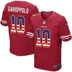 Elite Men's Jimmy Garoppolo Red Home Jersey - #10 Football San Francisco 49ers USA Flag Fashion
